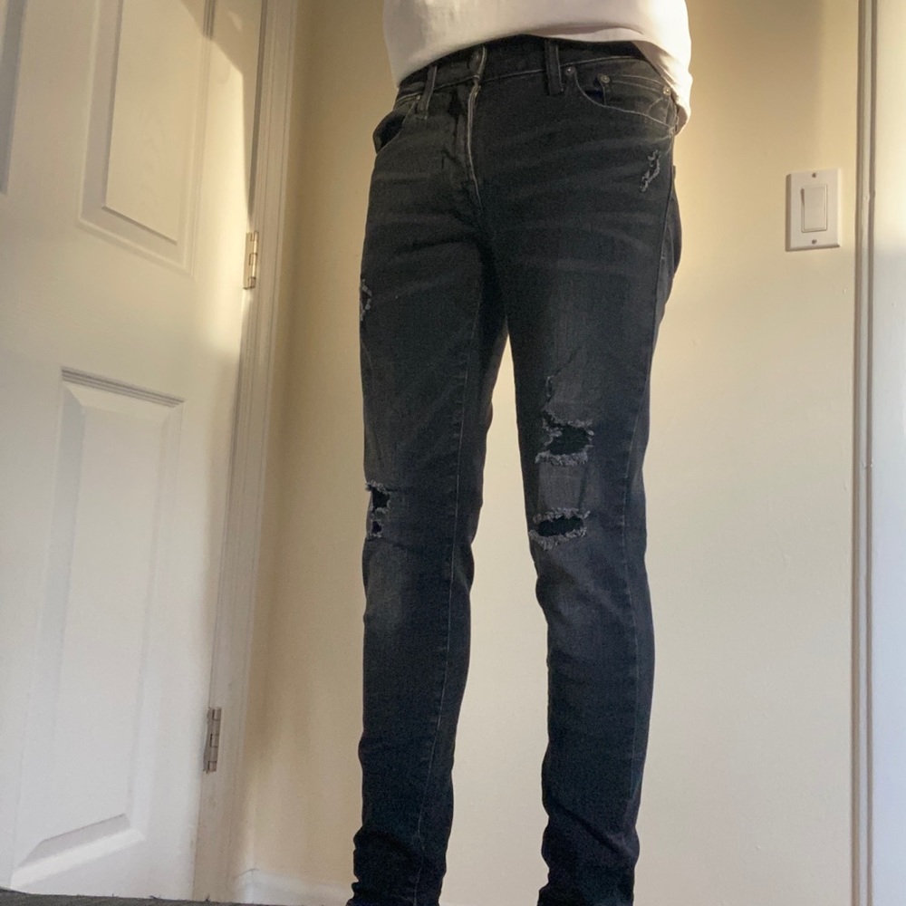 American Eagle Skinny Flex Black Wash Ripped Jeans